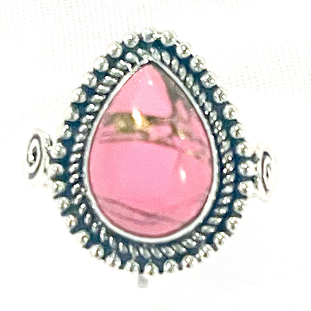 Pink Turquoise Solid Sterling Silver Ring